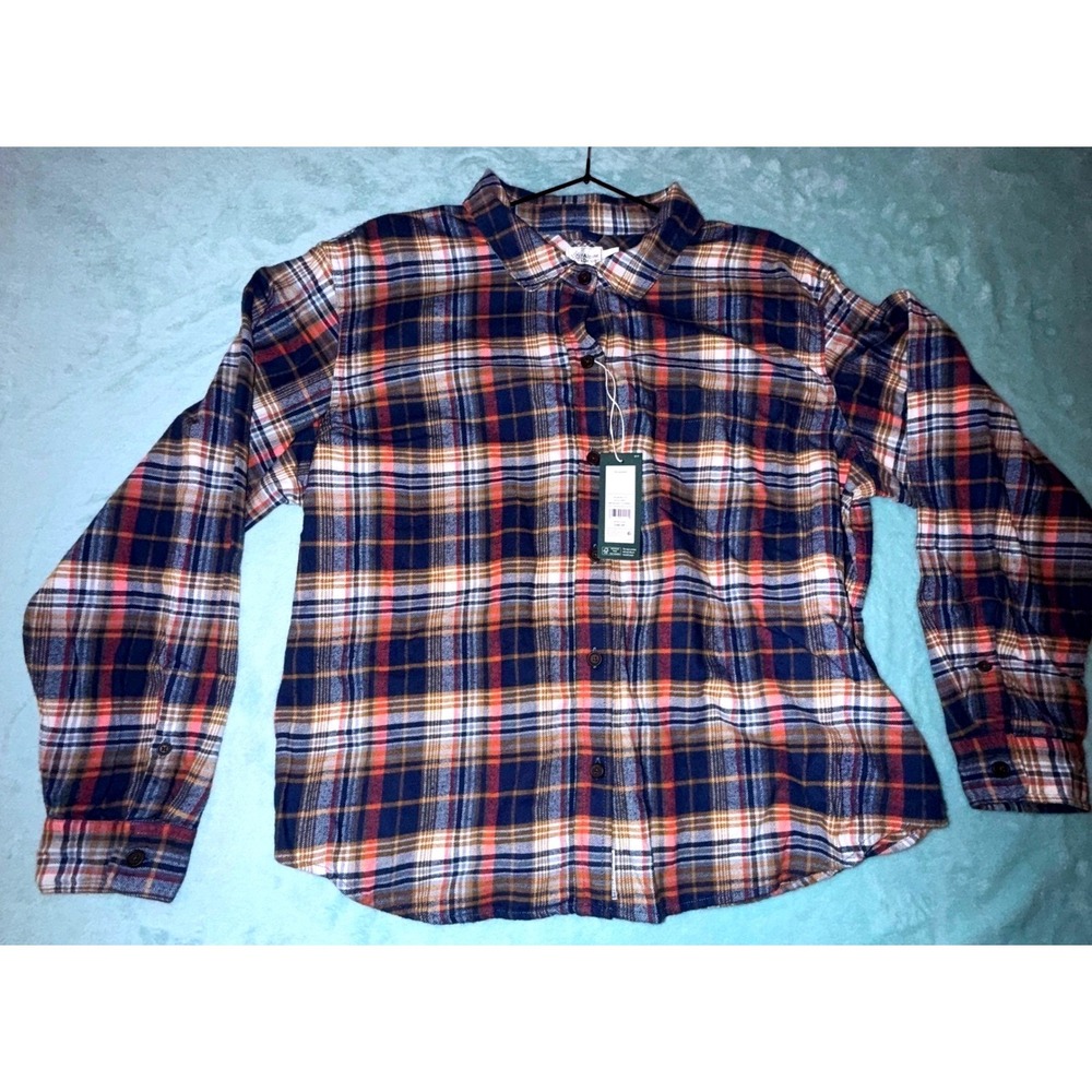 Alpine Design Women XL NWT Flannel Shirt Long Sleeve Midweight Brown Rock Plaid